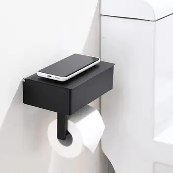  De Aço inoxidável, porta Papel Higiênico na Parede do Banheiro Monte WC Papel de Telefone do Suporte de Prateleira de Toalha Rolo de Prateleira Acessórios Soco Livre