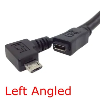  Esquerda & Direita 90 Graus Angulares Micro USB 2.0 Macho a Fêmea do Cabo de Extensão de 0,5 m Pin Completo Conectado 50cm