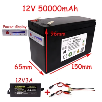  Nova exposição do poder 12v50a 18650 bateria de lítio é adequado para a energia solar e elétrica bateria do veículo + 12.6v3a carregador
