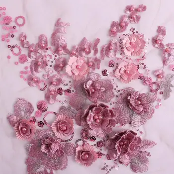  Multi-cores de Lantejoulas Patch Applique 3D Frisado Flores DIY Acessórios de Costura de Roupas de Flores Decorativas RS2731