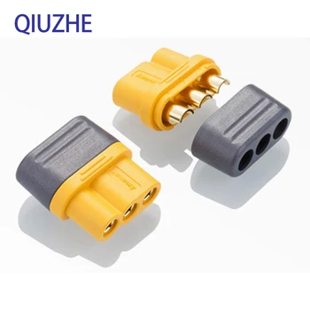  2Pairs de Acumular MR60 Plugues Com Capa Protetora de 3,5 mm 3-pin Conector T Plug Interface Para FPV Bateria de Polímero de Lítio RC Typ