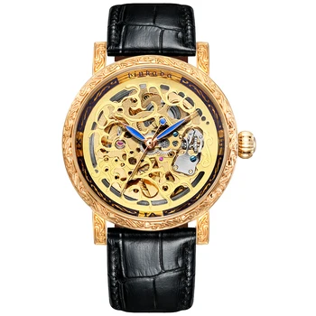  BINKADA novo montre homme famosa marca de Business Casual Automática Relógios Mens Mecânica Oco esculpida Relógio à prova d'água para o homem