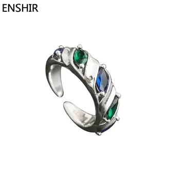  ENSHIR Marquesa de Olho Colorido Zircão Anel para as Mulheres do Vintage Design de Prata Tailandês de Cor Adjustale bague femme anel anillo