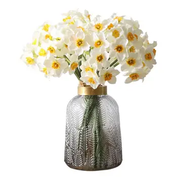  6 Pcs Flor Artificial Narciso Decorativos Toque Real Artificial Buquê Falso Flores Para Casamento Em Casa Jardim Decoração De Suprimentos
