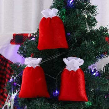  1pcs presente de Natal saco de veludo Vermelho saco de decorações de Natal Árvore de Natal Pingente Shopping janela cena da festa de layout